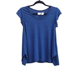 St. Tropez Navy Blue Scoop Neck Linen Tee Size S